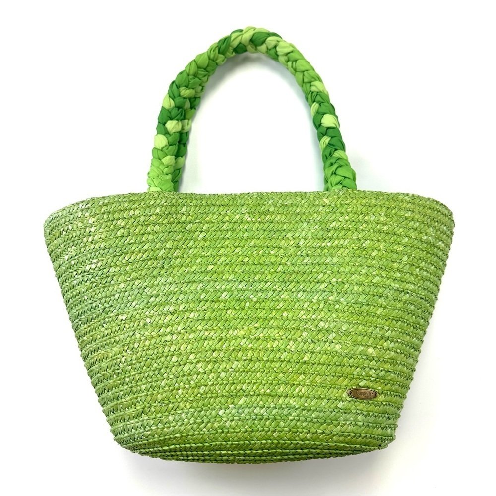 Cappelli NWT straw handbag kiwi green straw with braided handle zip top